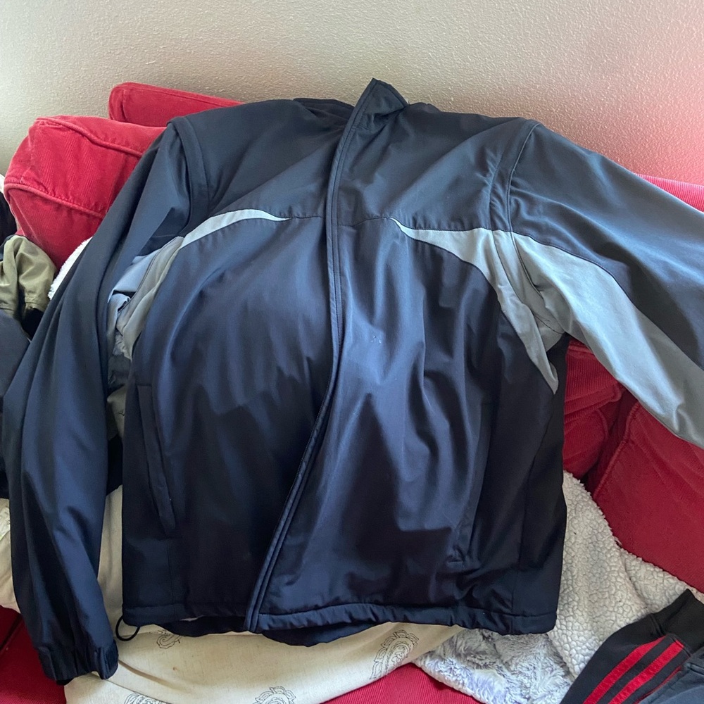 Men's large fleece lined lightweight rain/wind jacket